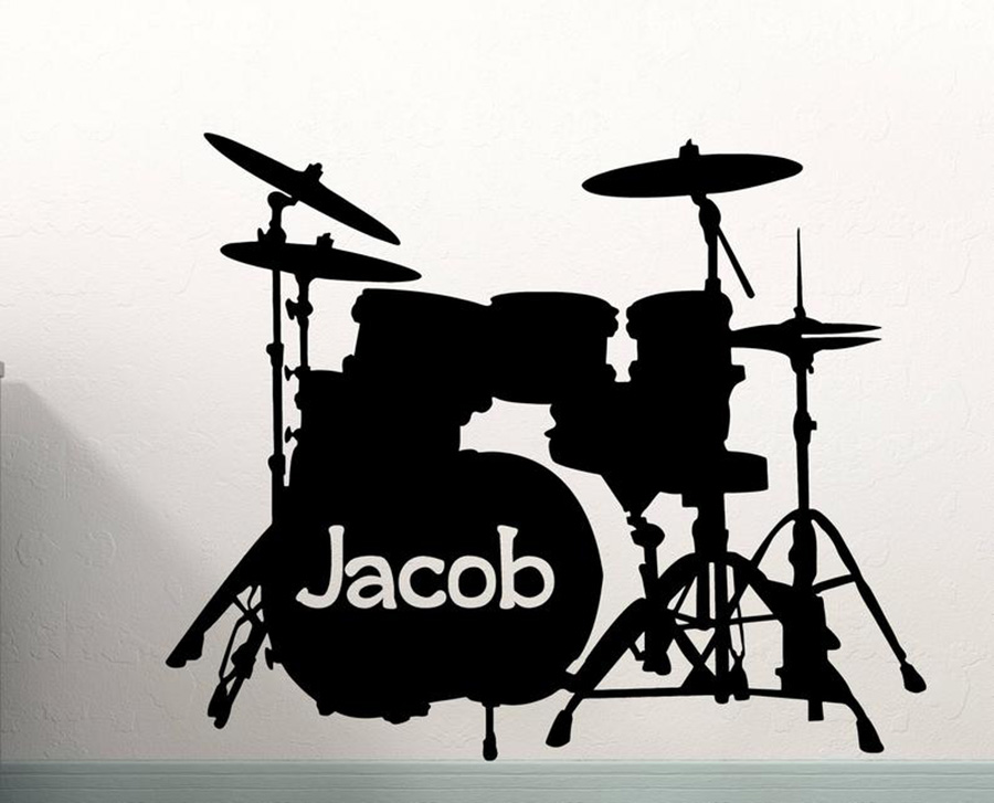 Musical Instrument Name - Набор настенных наклеек для барабанов, Виниловая